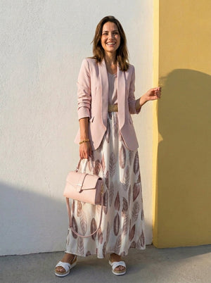 Conjunto Armide | Vestido estampado en tonos rosados